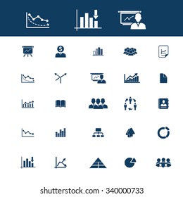 presentación, gráfico, diagrama, iconos de crecimiento, signos de concepto vectorial establecido para infografías, móviles, sitio web, aplicación
