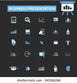 presentation, chart, diagram, growth icons, signs vector concept set for infographics, mobile, website, application
