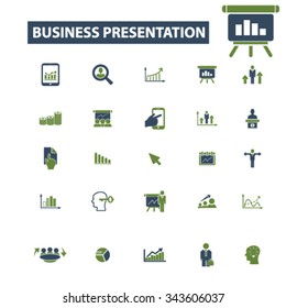 presentation, chart, diagram, growth icons, signs vector concept set for infographics, mobile, website, application
