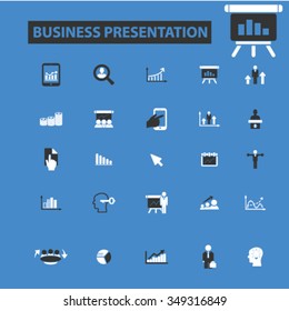 presentation, chart, diagram, growth icons, signs vector concept set for infographics, mobile, website, application
