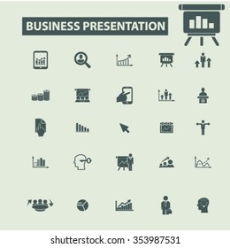 presentation, chart, diagram, growth icons, signs vector concept set for infographics, mobile, website, application
