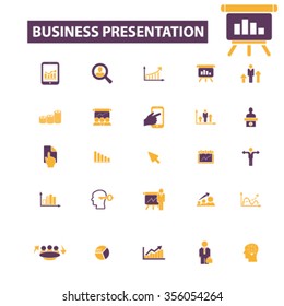 presentation, chart, diagram, growth icons, signs vector concept set for infographics, mobile, website, application
