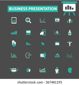presentation, chart, diagram, growth icons, signs vector concept set for infographics, mobile, website, application
