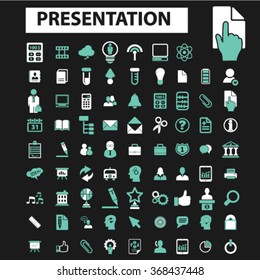 presentation, chart, diagram, growth icons, signs vector concept set for infographics, mobile, website, application

