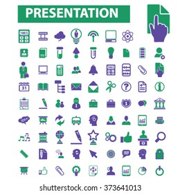 presentation, chart, diagram, growth icons, signs vector concept set for infographics, mobile, website, application
