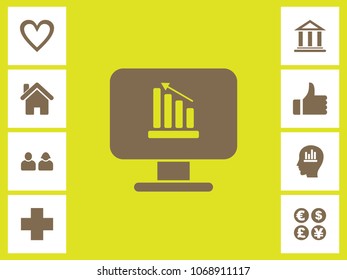 Presentation Chart Icon With Bonus Icons. Eps-10.