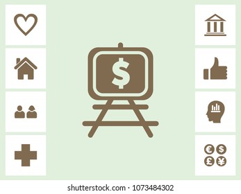 Presentation Chart Icon With Bonus Icons. Eps-10.
