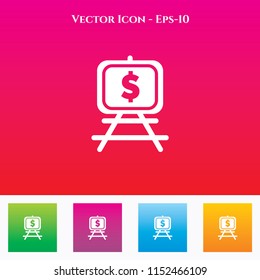 Presentation Chart Icon in Colored Square box. eps-10