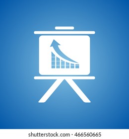 Presentation Chart Icon on blue color. 