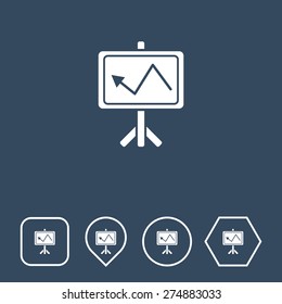 Presentation Chart Icon on Flat UI Colors with Different Shapes. Eps-10.
