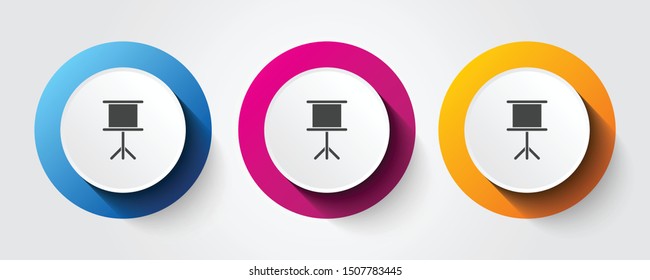 Presentation Chart icon on three colorful buttons.