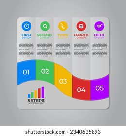 Presentation chart infographic element, 5 options