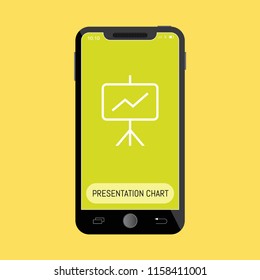 Presentation Chart Line Icon on Mobile Screen.