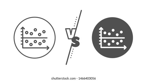 Presentation chart sign. Versus concept. Dot plot graph line icon. Market analytics symbol. Line vs classic dot plot icon. Vector