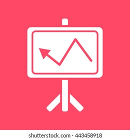 Presentation Chart white icon on magenta color background. Eps-10.