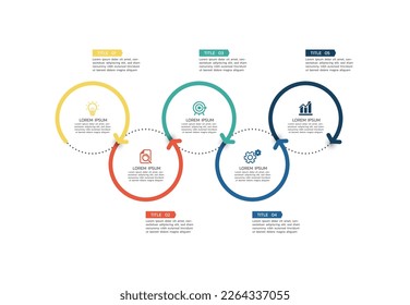 Presentation circular line business infographic template design with 5 step