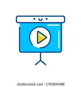 Presentation color icon. Custom video content. Sign for web page, mobile app, button, logo. Vector isolated element. Editable stroke.