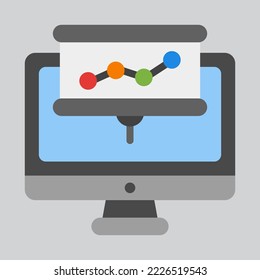 Presentation computer icon in flat style, use for website mobile app presentation