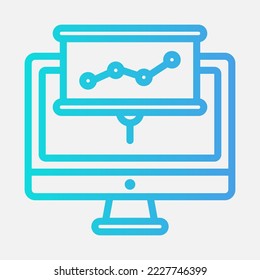 Presentation computer icon in gradient style, use for website mobile app presentation