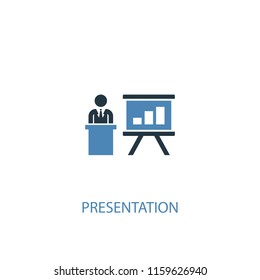 Presentation concept 2 colored icon. Simple blue element illustration. Presentation concept symbol design from Digital marketing set. Can be used for web and mobile UI/UX