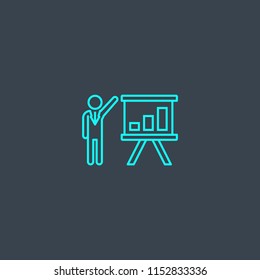 presentation concept blue line icon. Simple thin element on dark background. presentation concept outline symbol design from Management set. Can be used for web and mobile UI/UX