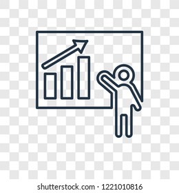 Presentation concept vector linear icon isolated on transparent background, Presentation concept transparency concept in outline style