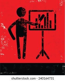 Presentation concept,human resource on red background,grunge vector