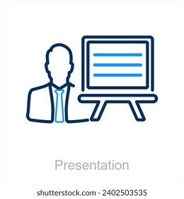 Concepto de icono de presentación y conferencia