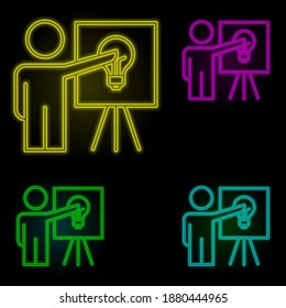 presentation of cost reduction neon color set icon. Simple thin line, outline vector of business organisation icons for ui and ux, website or mobile application