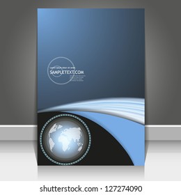 Presentation cover poster blue globe vector illustration