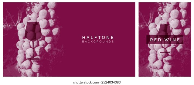 Presentation cover template. Image of grapes with vector halftone effect. Ideal for wine designs.