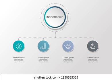 Presentation creative concept business data visualization for infographic. With 4
circle options. Vector illustration EPS10. 