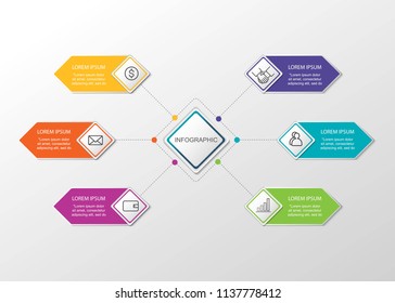 Presentation creative concept business data visualization for infographic. With 6
hexagon options. Vector illustration. 