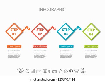 Presentation creative concept business data visualization for infographic. With 4
square options. Vector illustration. 