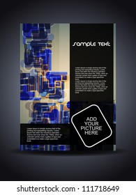 Presentation of creative flyer or cover design.
