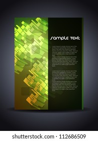 Presentation of creative flyer or cover design with 3d shapes.