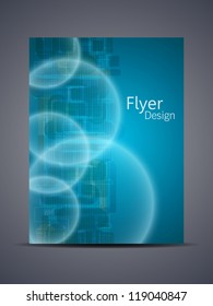 Presentation of creative flyer or cover design.