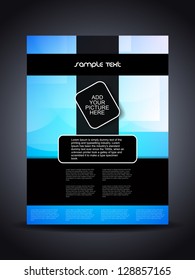 Presentation of creative flyer or cover design in blue color. Vector Illustration