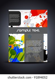 Presentation of creative flyer or cover design.