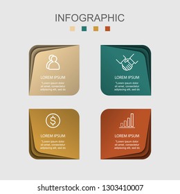 Presentation creative paper cut art design. Business data visualization for infographic. With 4 options on white background. Vector illustration EPS10. 