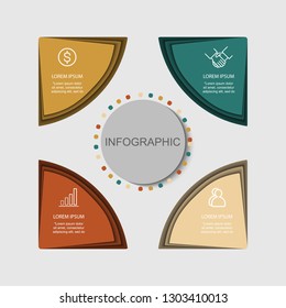Presentation creative paper cut art design. Business data visualization for infographic. With 4 options on white background. Vector illustration EPS10. 