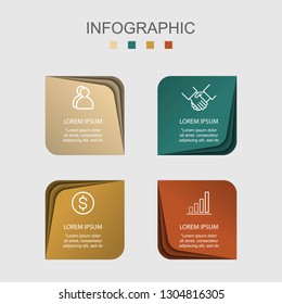 Presentation creative paper cut art design. Business data visualization for infographic. With 4 options on white background. Vector illustration EPS10. 