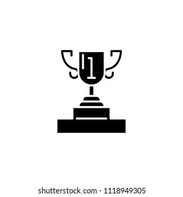 Presentation cup black icon concept. Presentation cup flat  vector symbol, sign, illustration.