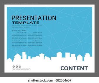 Presentation design template, City buildings and real estate concept, Inspiration for your design all media, Easy to use and edit by add your own logo, images, and text, whatever you want.