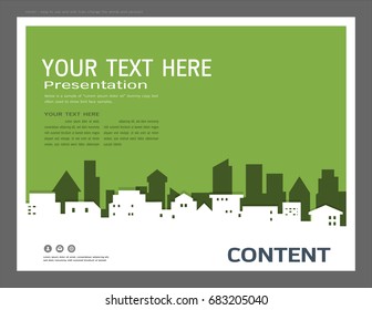 Presentation design template, City buildings and real estate concept, Inspiration for your design all media, Easy to use and edit by add your own logo, images, and text, whatever you want.