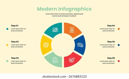 Presentation design template with modern geometric infographics