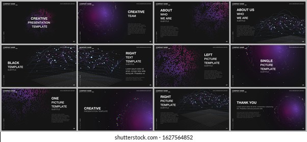 Presentation design vector template, multipurpose template for presentation slide, flyer, brochure cover design, infographic presentation. Deep learning artificial intelligence. Big data visualization