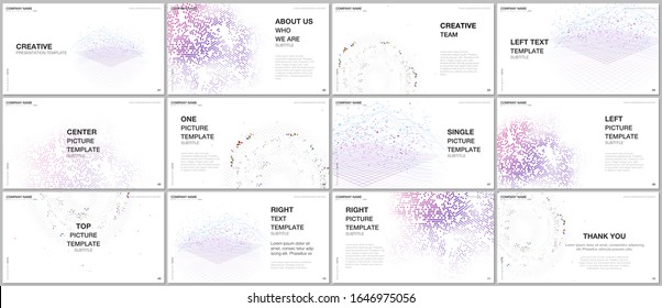 Presentation design vector template, multipurpose template for presentation slide, flyer, brochure cover design, infographic presentation. Deep learning artificial intelligence. Big data visualization