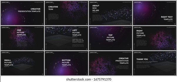 Presentation design vector template, multipurpose template for presentation slide, flyer, brochure cover design, infographic presentation. Deep learning artificial intelligence. Big data visualization