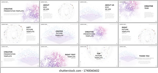 Presentation design vector template, multipurpose template for presentation slide, flyer, brochure cover design, infographic presentation. Deep learning artificial intelligence. Big data visualization